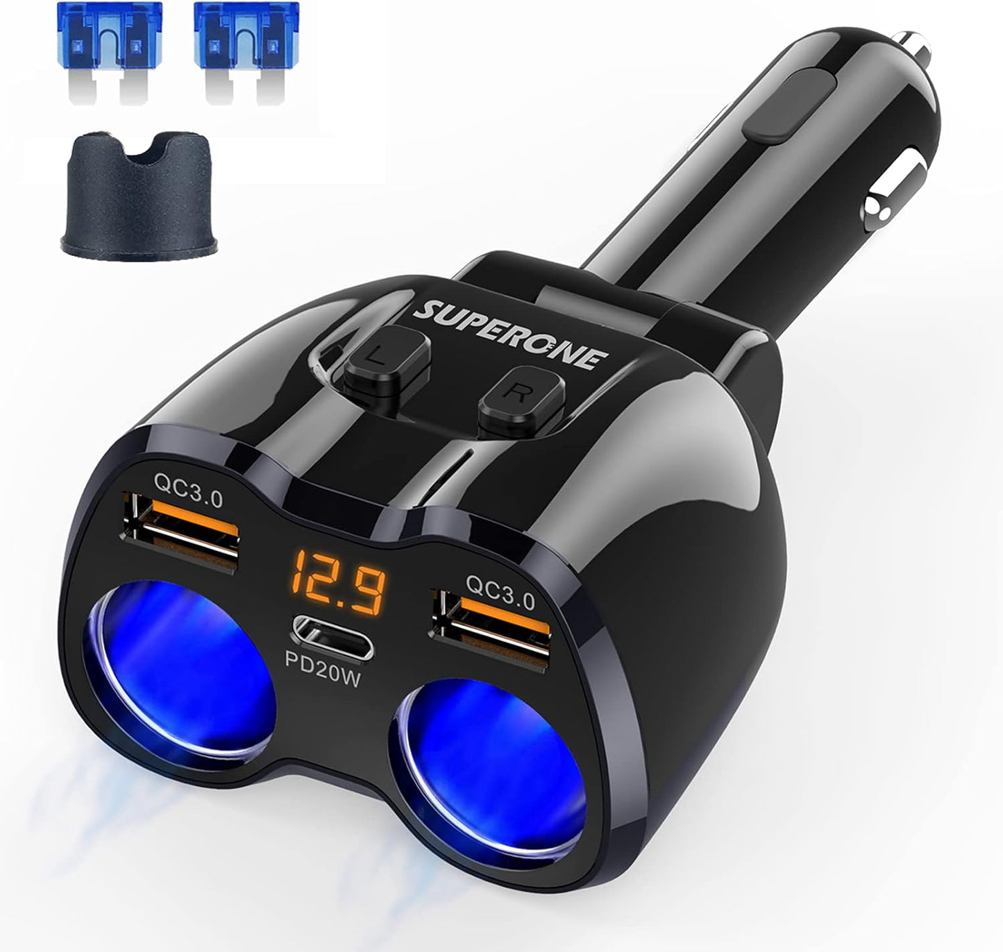 2025 Upgraded Dual USB Cigarette Lighter Splitter by SUPERONE