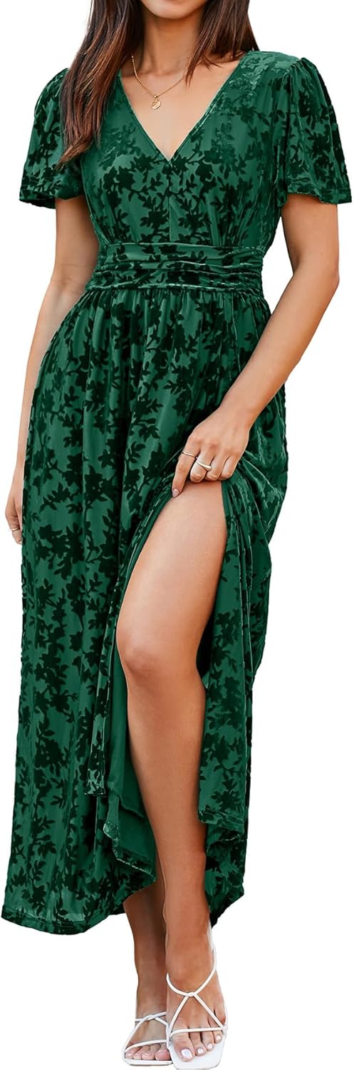 Elegant Simplee Women's Velvet Maxi Dress for Any Occasion