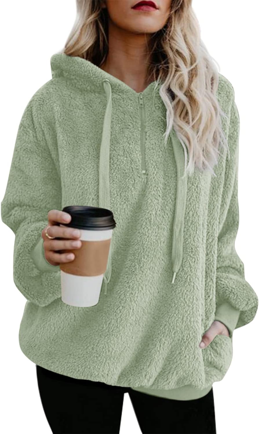 Oversized Sherpa Pullover Hoodie for Women - Cozy and Stylish