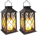 Solar Lantern 2 Pack 14in - Long-Lasting Flickering Garden Lights