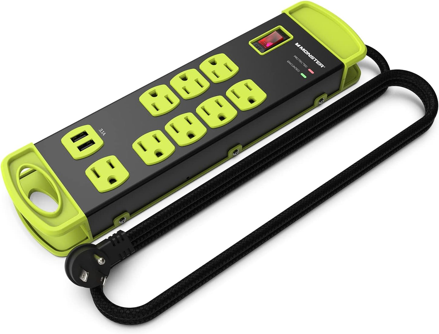 Monster Workshop Surge Protector - Heavy-Duty Mountable Power Strip with 8 AC Outlets