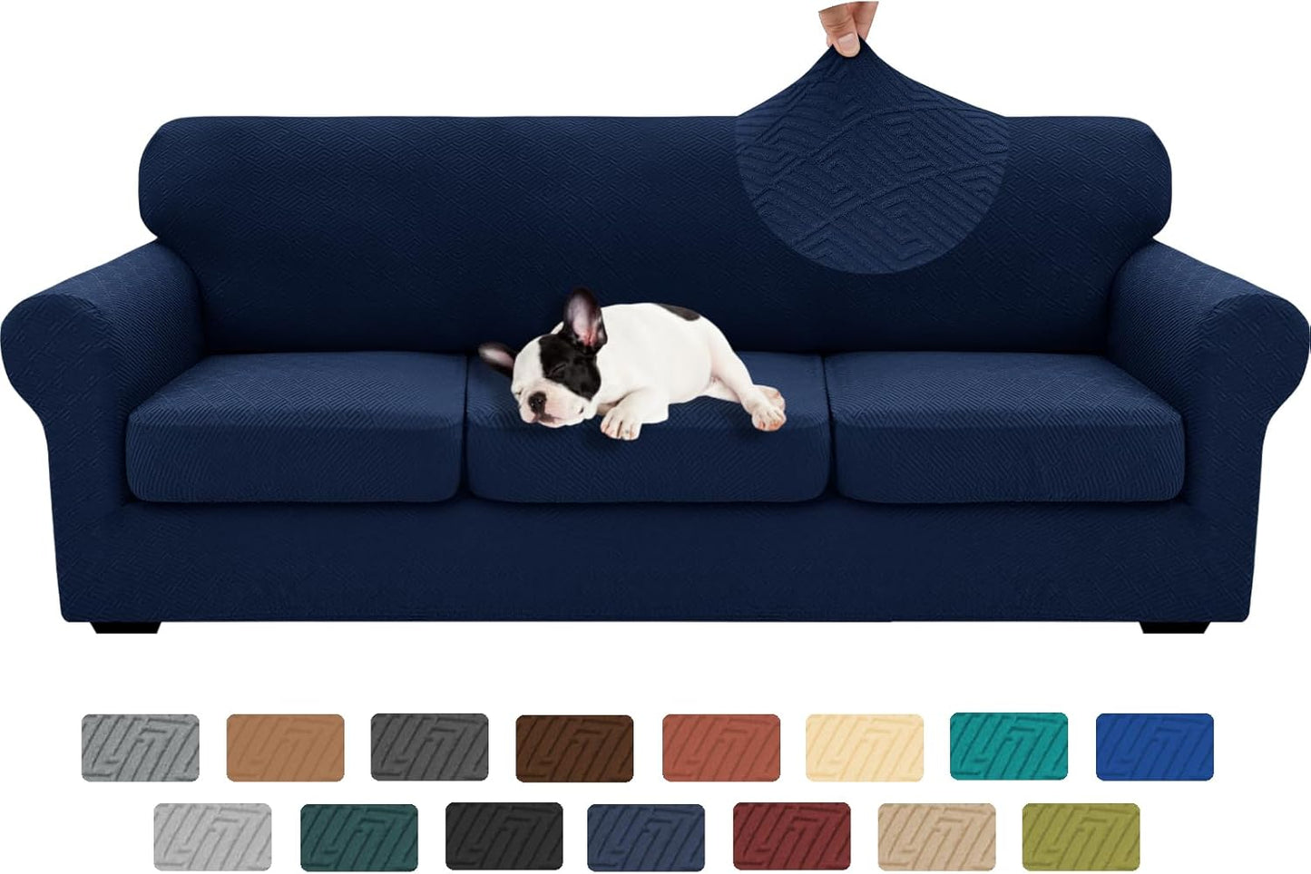 XINEAGE Extra Large Couch Covers for 3 Cushion Sofa - Navy Blue