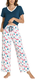 Womens Bamboo Viscose Pajamas Set Short Sleeve Top (Style C87L)