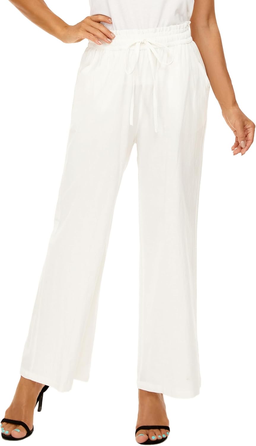 LNX Linen Pants for Women High Waisted Wide Leg Casual Style