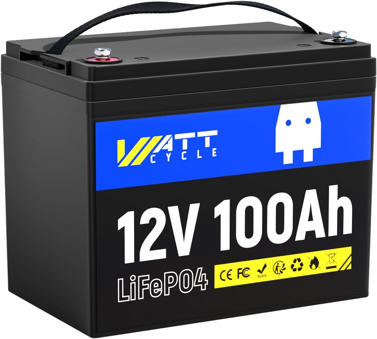 WattCycle 12V 100Ah LiFePO4 Battery for RVs and Marine Use