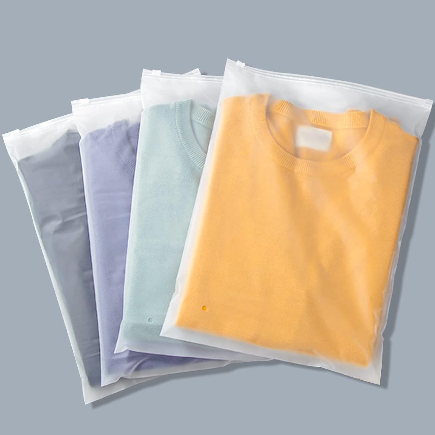 Frosted Zipper Poly Bags for Clothes Packing - 100 Pcs 12x16 in