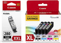 Canon CLI-281 XL BKCMY & PGI-280 XXL Ink Pack - Long-Lasting Prints