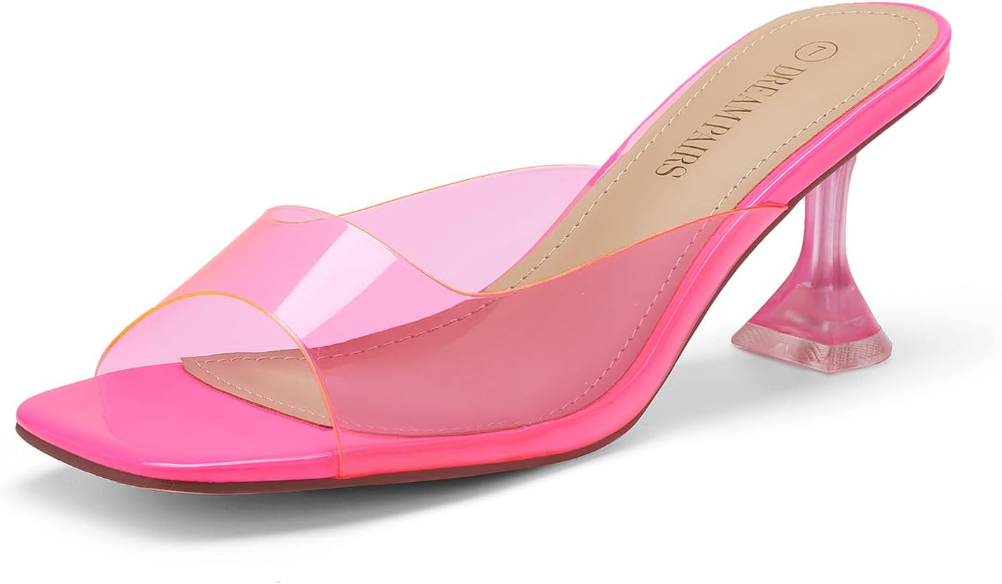 DREAM PAIRS Women's Clear Heeled Sandals for Summer Style