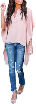 Asvivid Womens V Neck Bell Sleeve High Low Tunic Tops Review