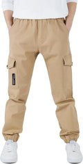Boys Cargo Pants with Stretch Waist - Comfortable School Joggers
