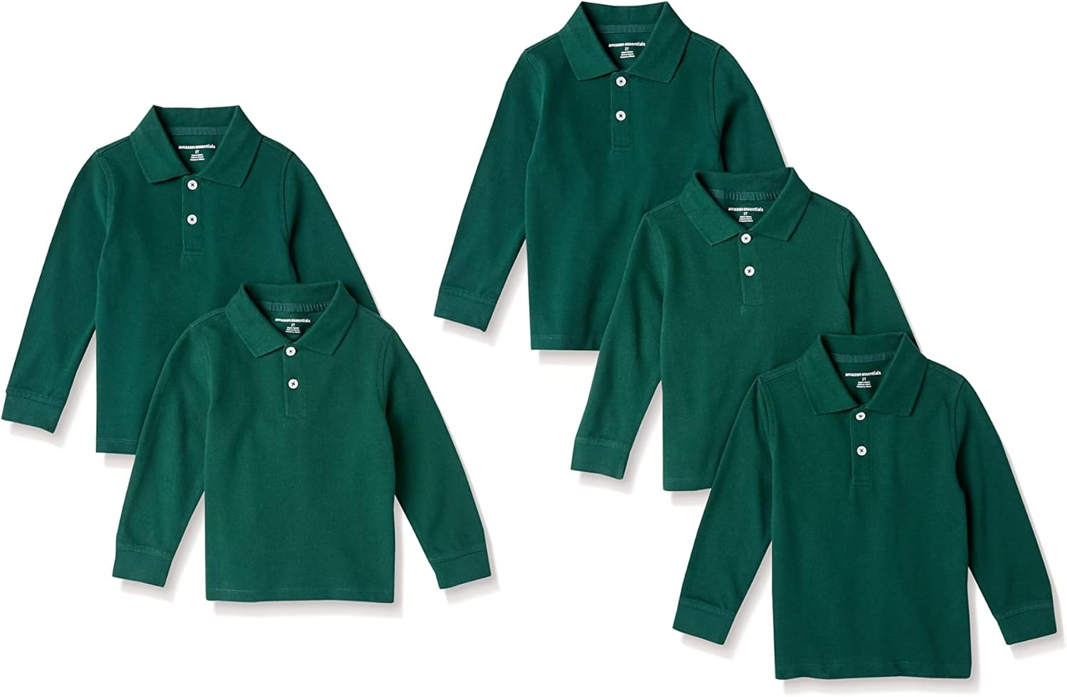 Boys and Toddlers' Long-Sleeve Pique Polo Shirts for Comfort