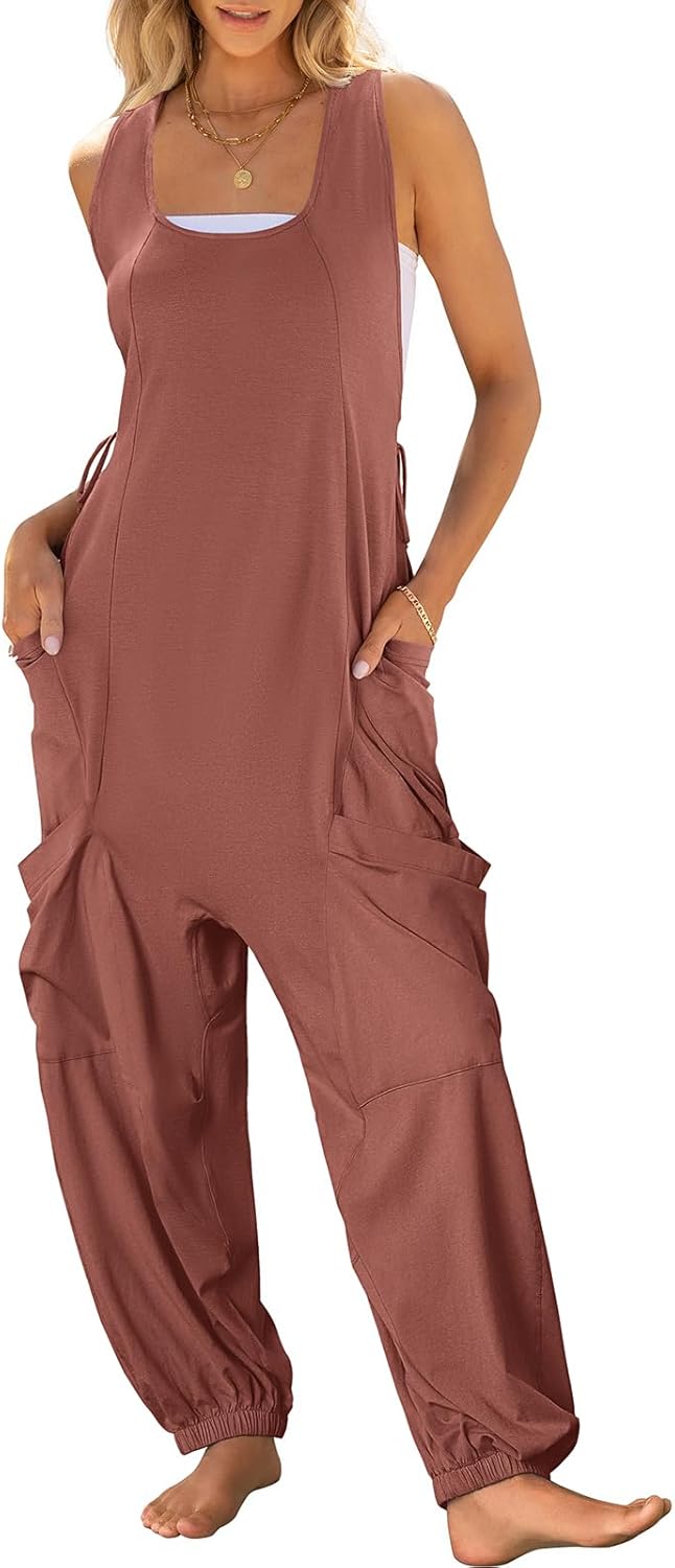 Trendy Summer Jumpsuit for Women - Casual Sleeveless Overalls