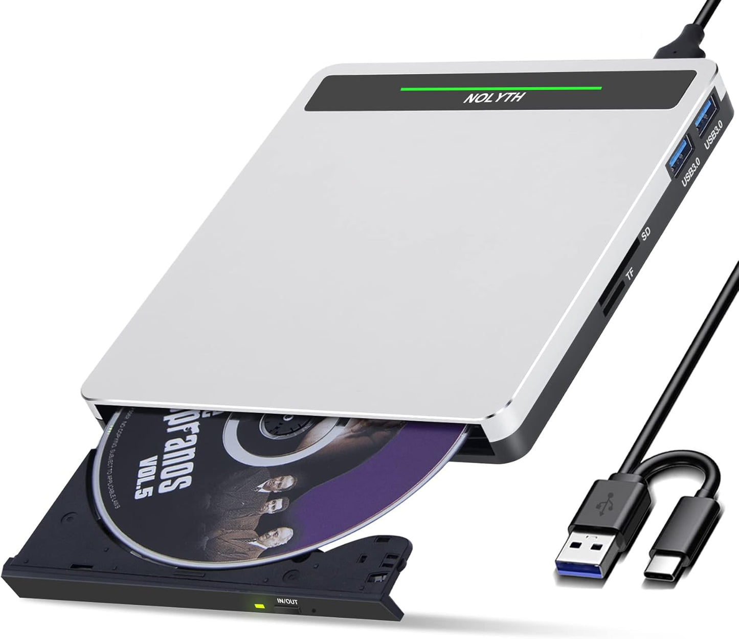 NOLYTH External CD Drive for Mac - Portable Burner