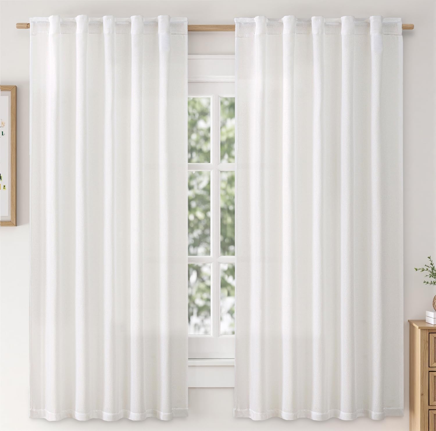 MIULEE Faux Linen Curtains 54 Inch Length for Elegant Decor