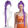 Long Clip-On Purple Braided Wig 105cm for Cosplay - Bold Style