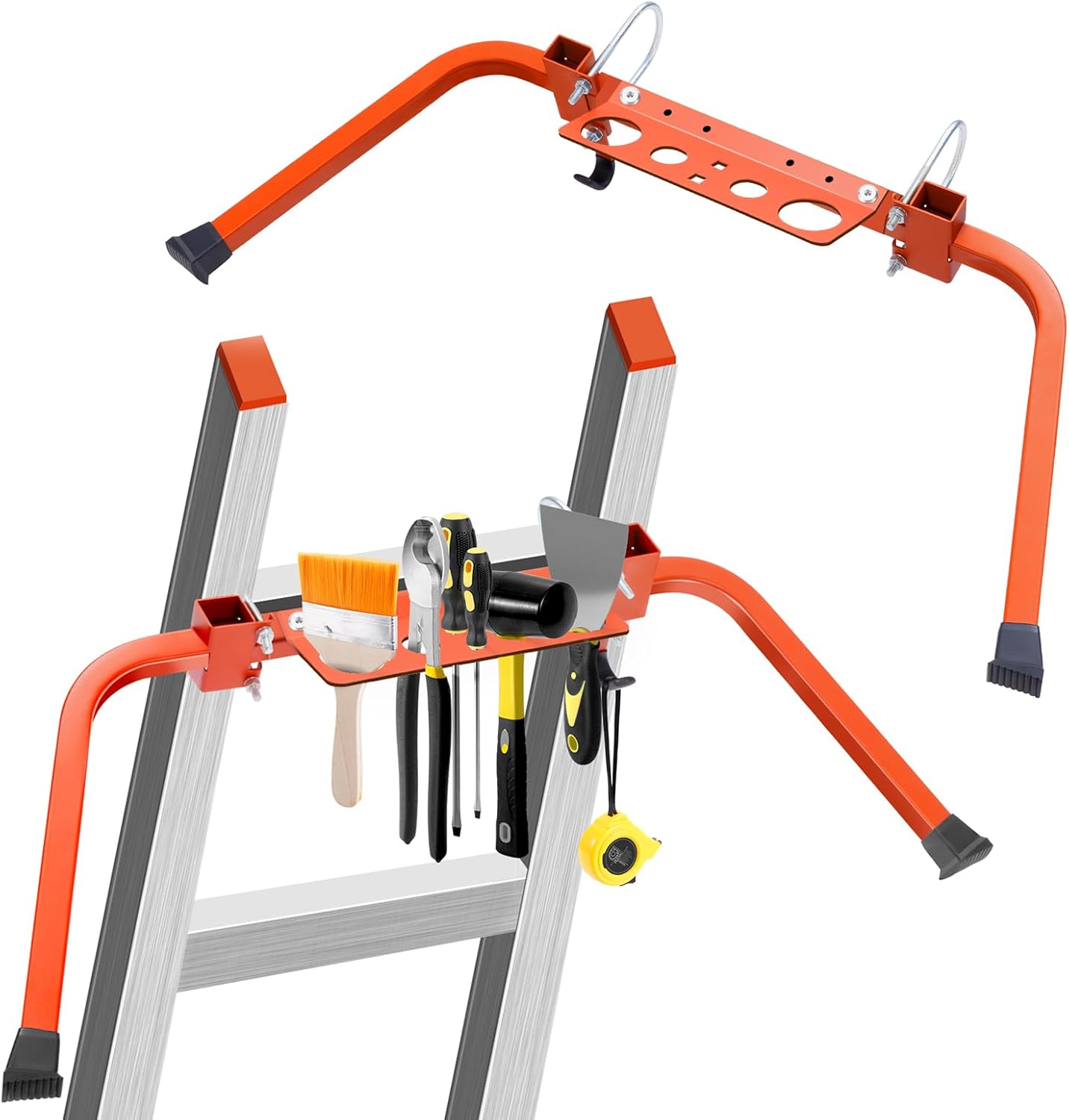 Adjustable Ladder Stabilizer with Tool Tray & Hook for Safety