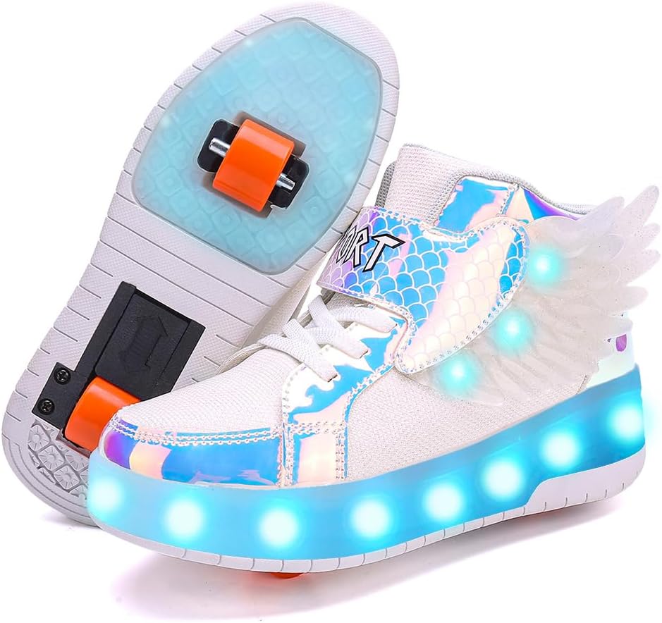 Nsasy Kids Roller Shoes with Wheels and LED Lights for Fun