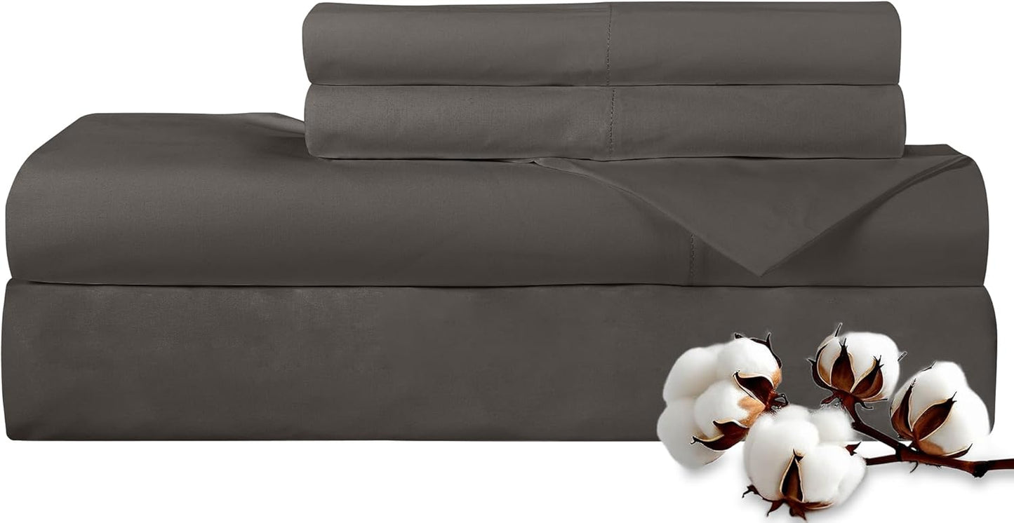 300 Thread Count Queen Bed Sheet Set - Soft Cotton Sheets