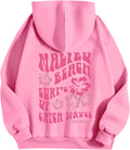 Pink Palm Puff Hoodie Letter Print Graphic Sweatshirt - Trendy Y2k