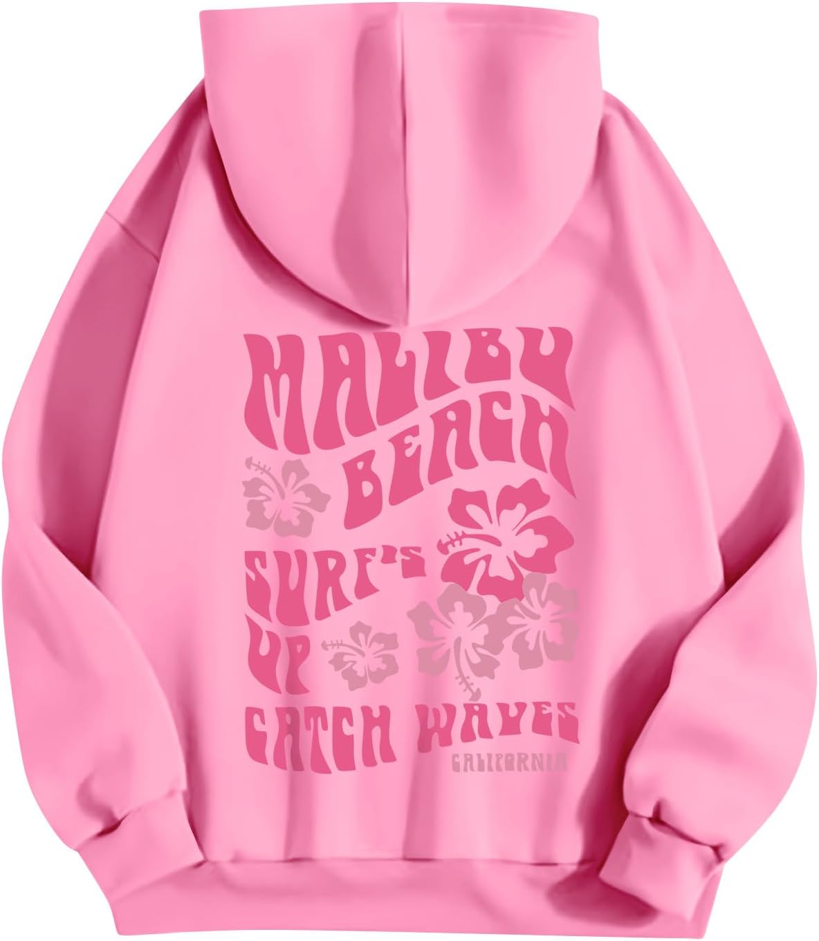 Pink Palm Puff Y2K Hoodie - Cozy Preppy Style!
