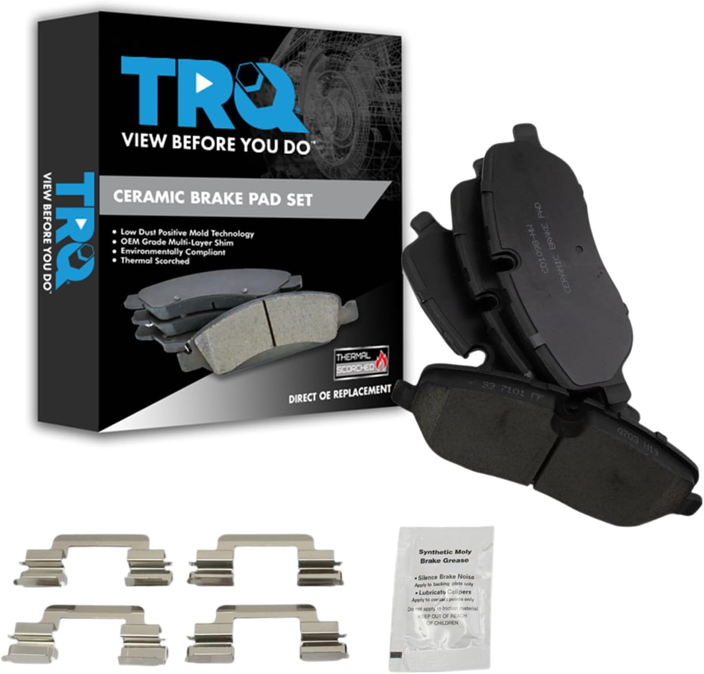 TRQ Front Brake Pads Ceramic for 2005-2009 Land Rover LR3