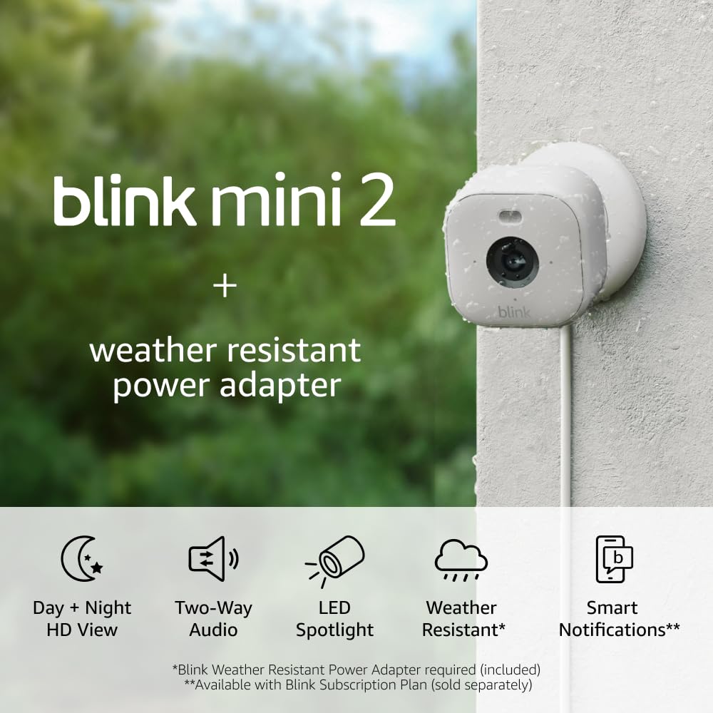 Blink Mini 2 HD Security Camera + Weather Resistant Adapter