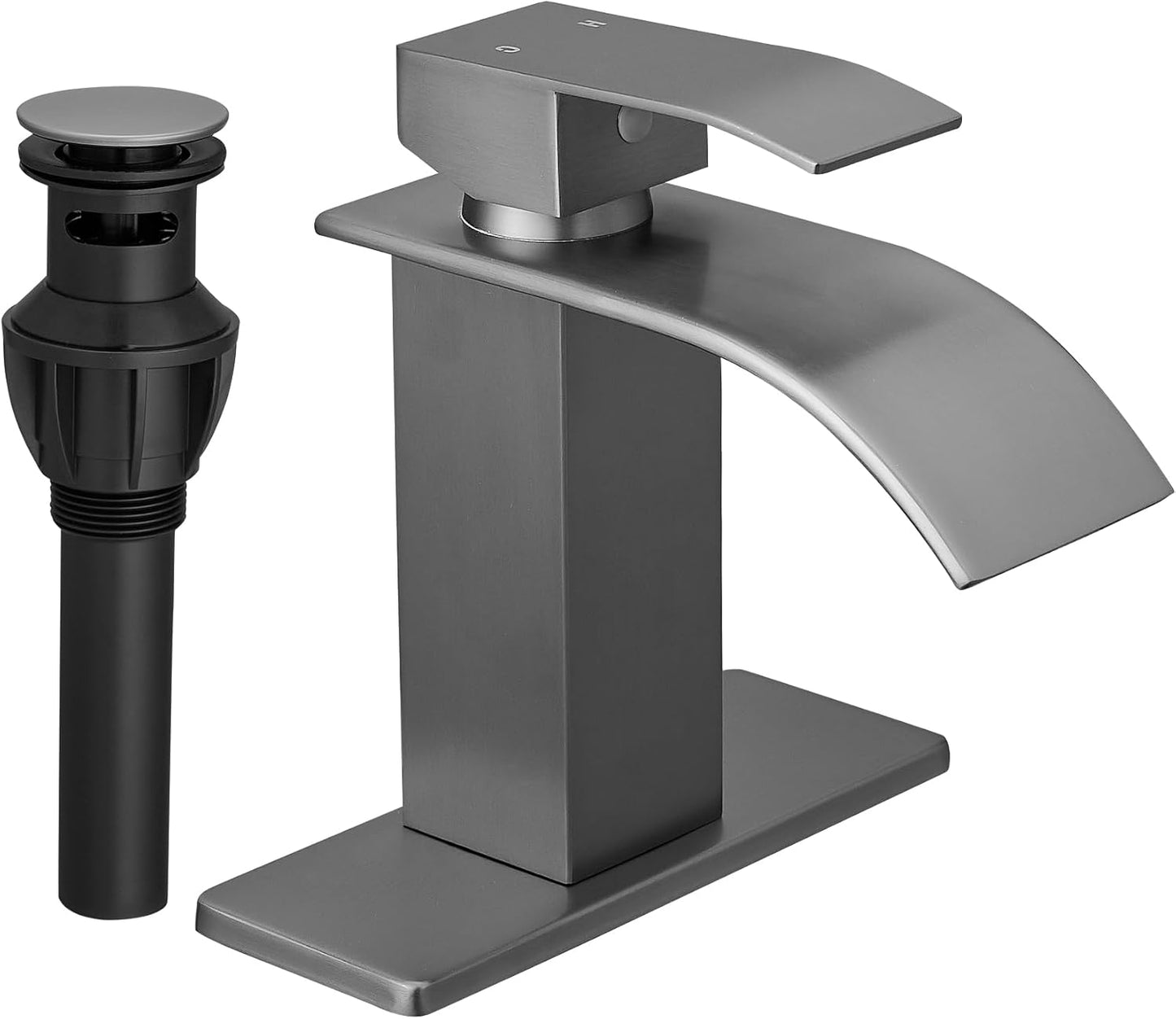 Brushed Grey Waterfall Bathroom Faucet for Modern Sinks