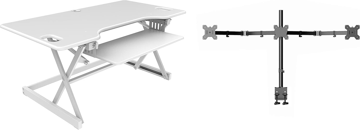 Rocelco 46in Large Height Adjustable Standing Desk Converter Bundle