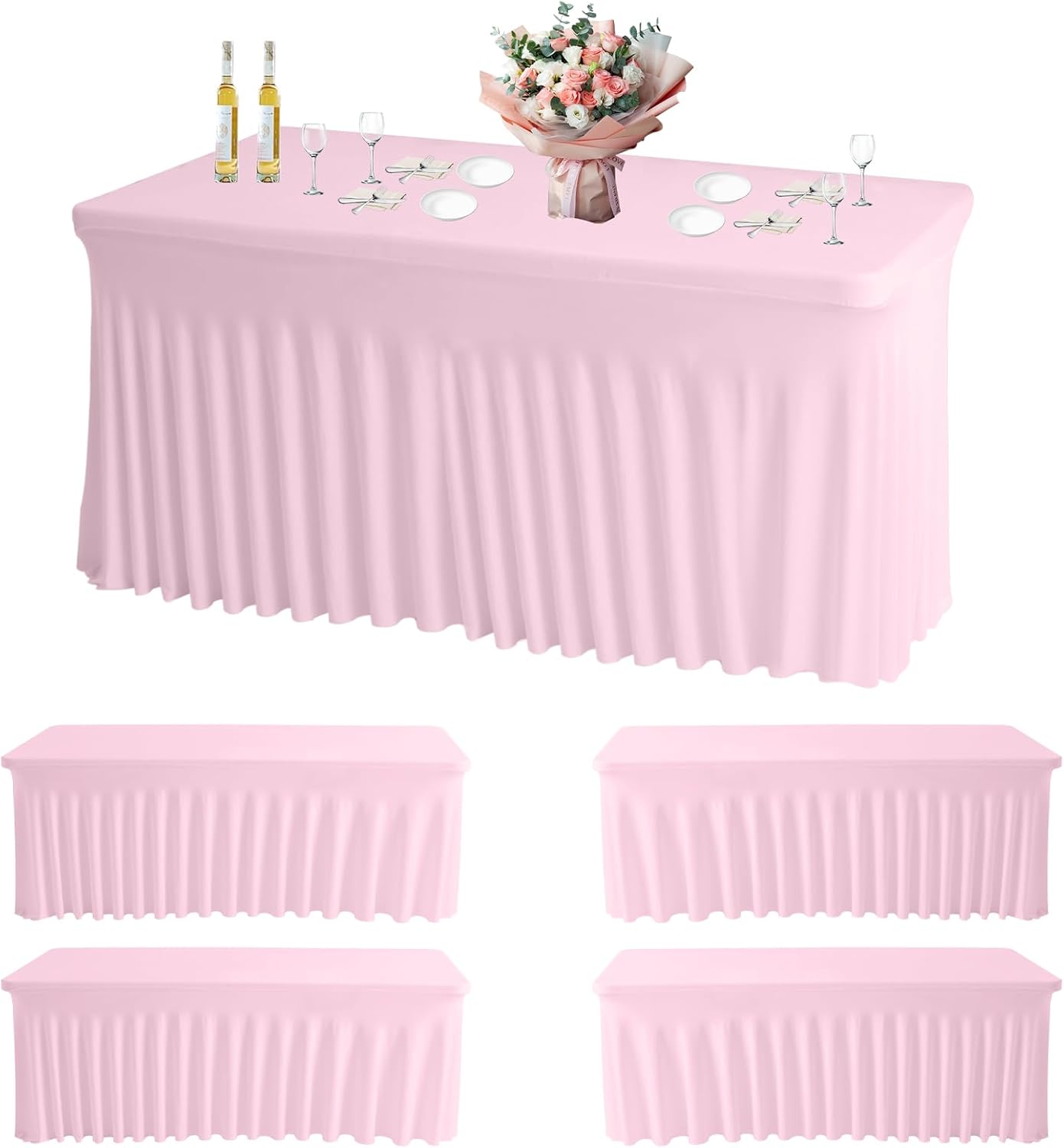 JCJ Table Skirt for Rectangle Tables Set of 4 Spandex Fitted