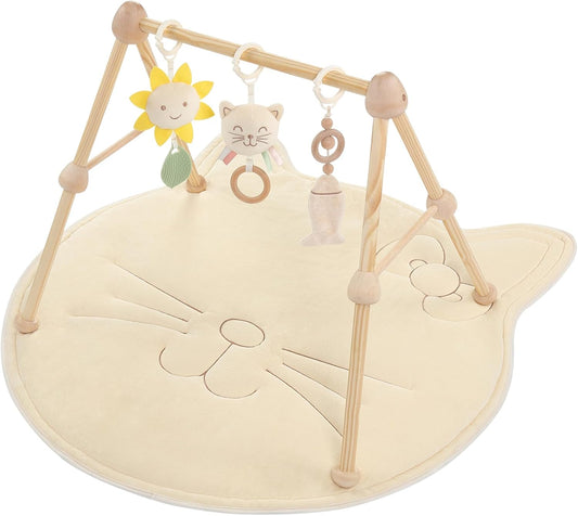 Organic Baby Gym Wooden Cotton Play Mat for Safe Playtime