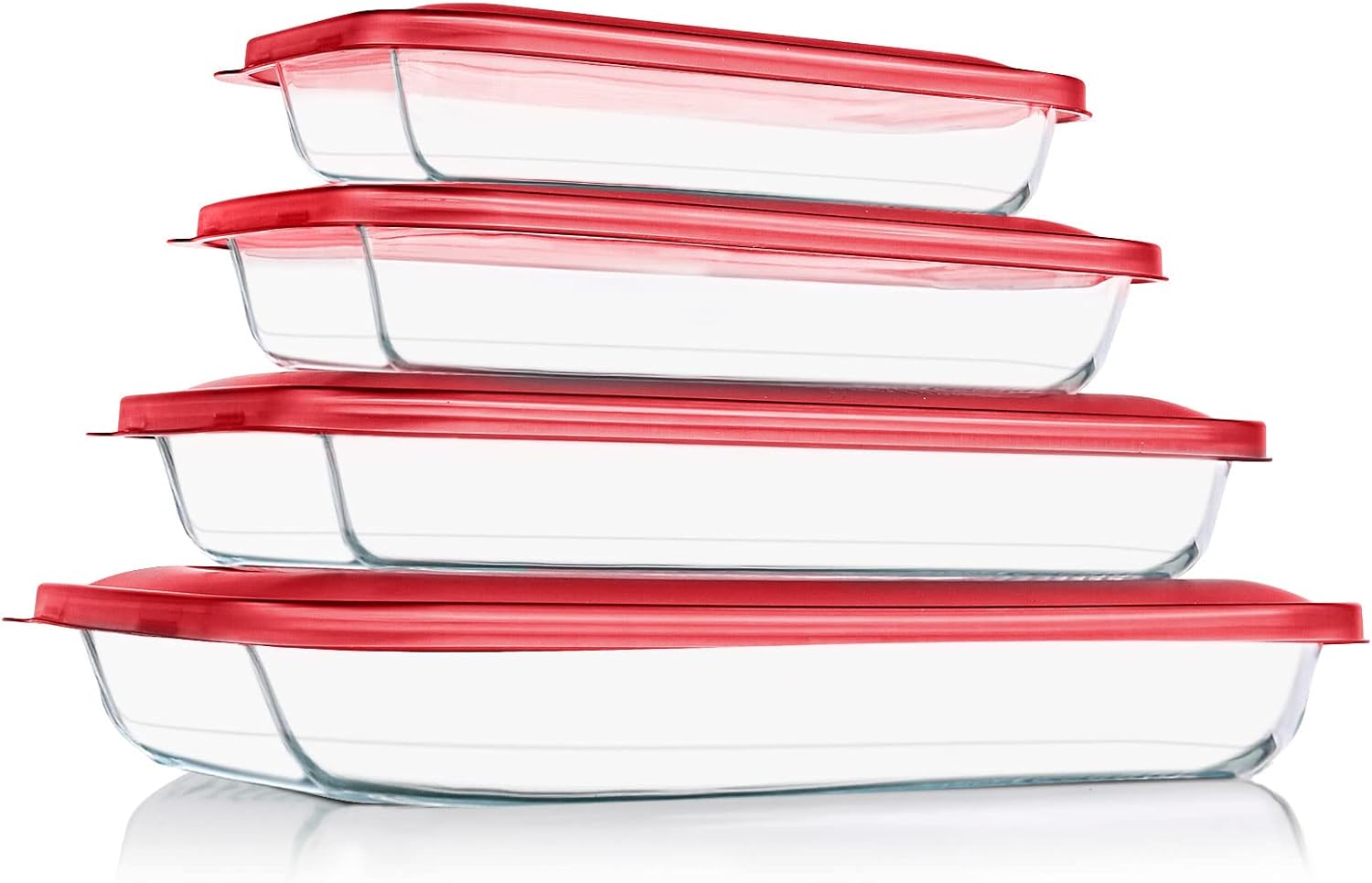 KOMUEE 8 Pieces Glass Baking Dish Set with Lids for Cooking