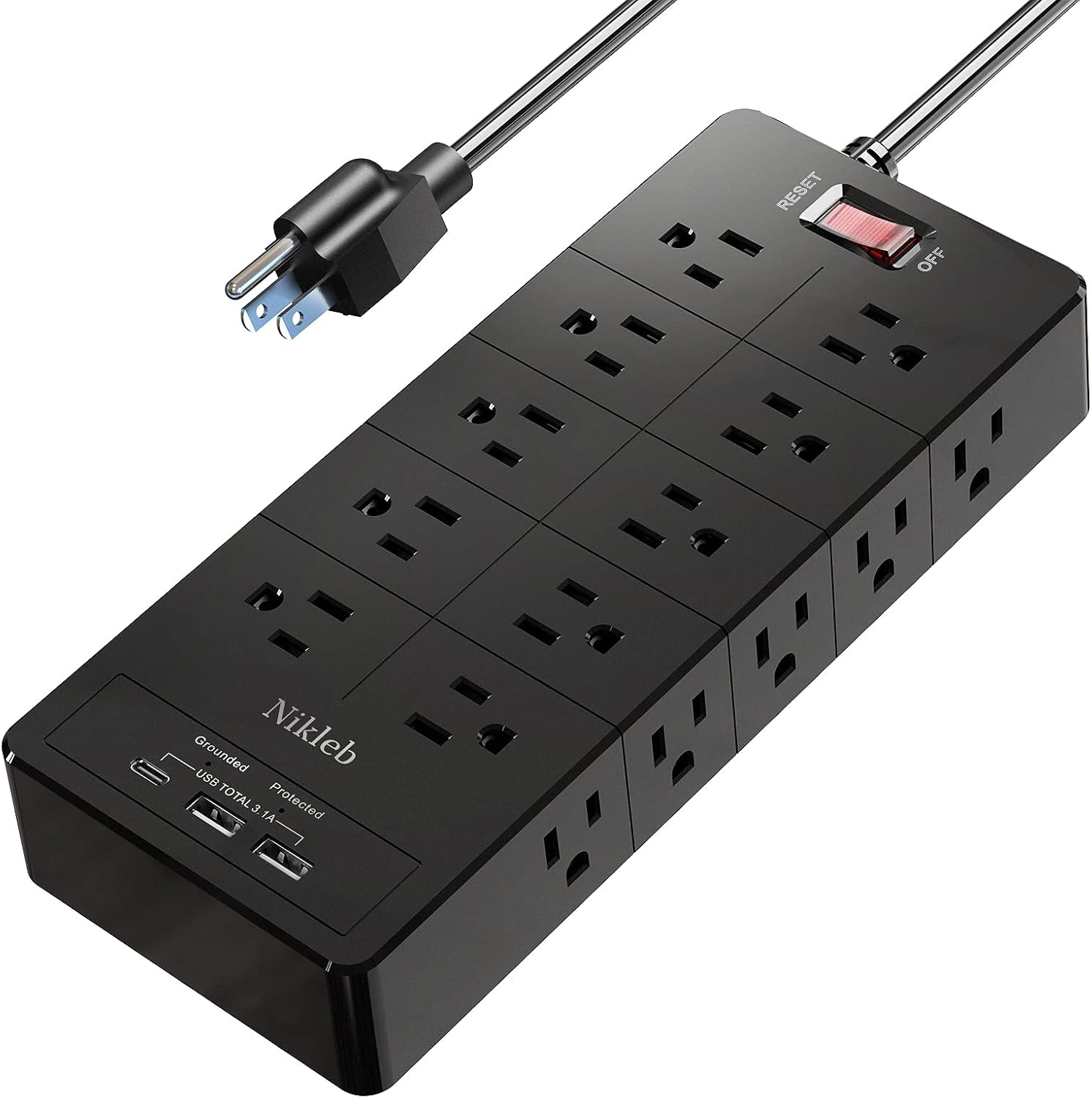 Ultimate Power Hub: 23-in-1 Surge Protector with USB Ports - Nikleb