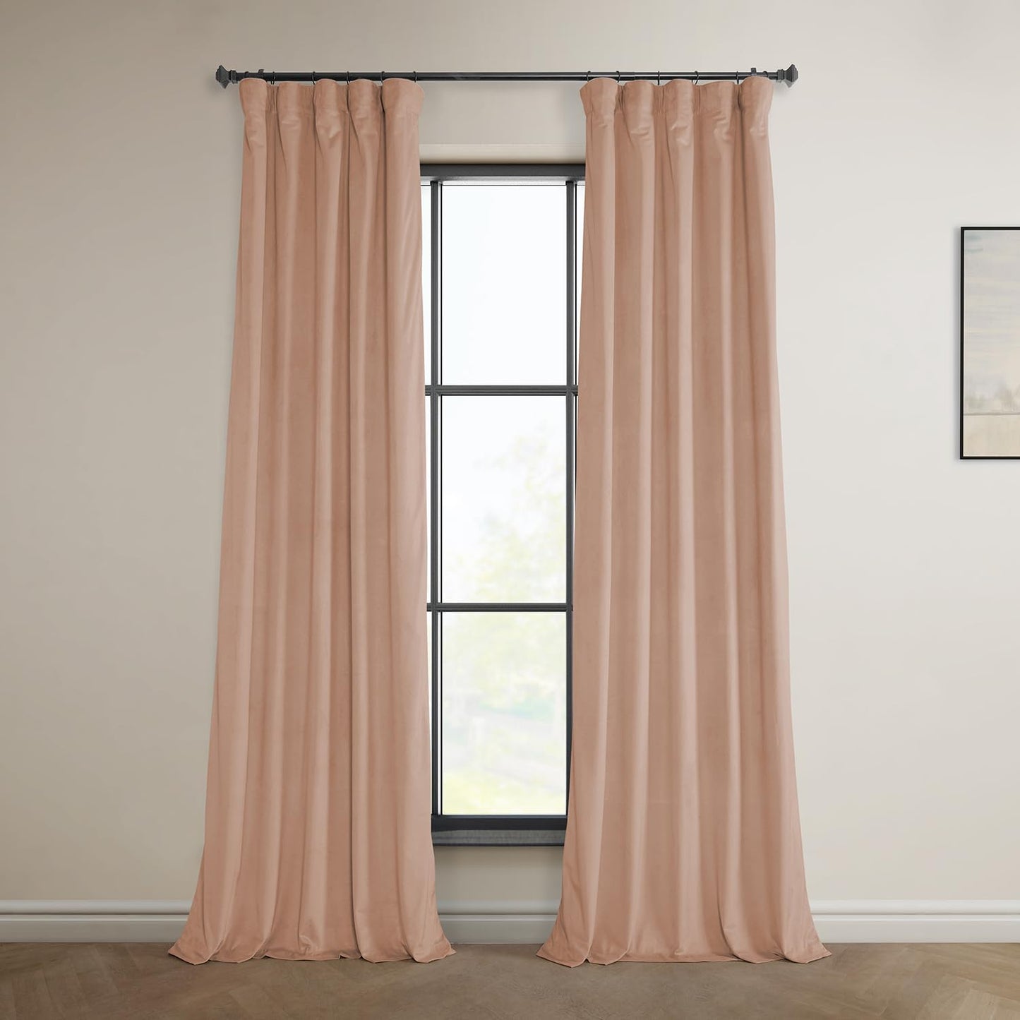 Room Darkening Velvet Curtains 50W x 108L in Peach Blossom
