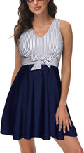 Two Piece Swimdress with Boyshorts - Tummy Control Modest Swimwear