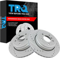 TRQ Rear Brake Rotor Set G Coated Vented Drilled Slotted - Reliable