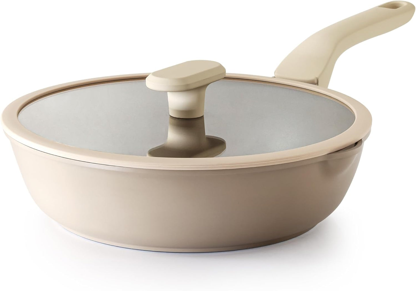 PRICUSIS Nonstick Deep Frying Pan with Glass Lid, 10 Inch