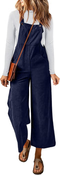 Corduroy Overalls Wide Leg Jumpsuit for Women - Casual Fall Layering