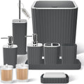 Bathroom Accessories Set Gorgeous Grey 10PC - Compact, Coordinated
