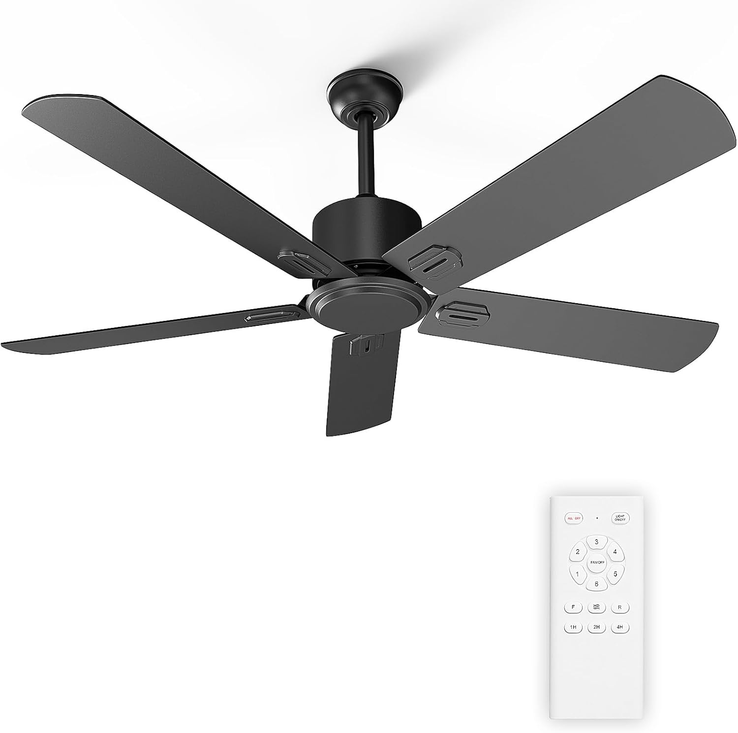 52 Inch Ceiling Fan No Light - Modern Flush Mount Fan for Home