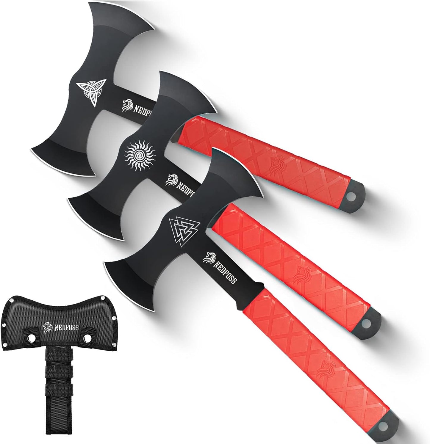 NedFoss Throwing Axes Set with TPR Rubber Handle for Competitions