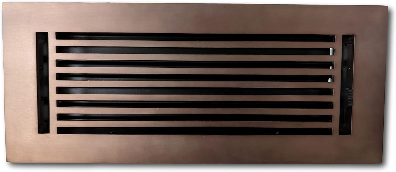 4 x 12 Cast Aluminum Linear Vent Cover with Damper - Bronze