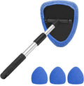 Windshield Cleaning Tool with Extendable Handle and 4 Microfiber Pads