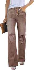 LookbookStore High Waisted Ripped Flare Jeans for Women - Flattering