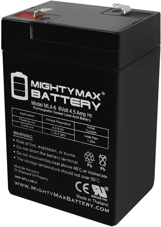 Long-lasting Power: Mighty Max 6V 4.5AH Battery