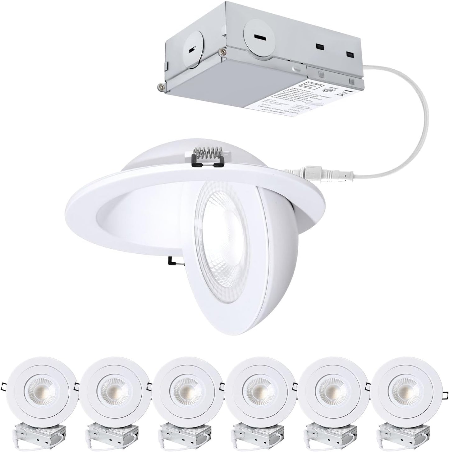 6-Inch Gimbal Recessed Light with 90 Tilt & 360 Rotation