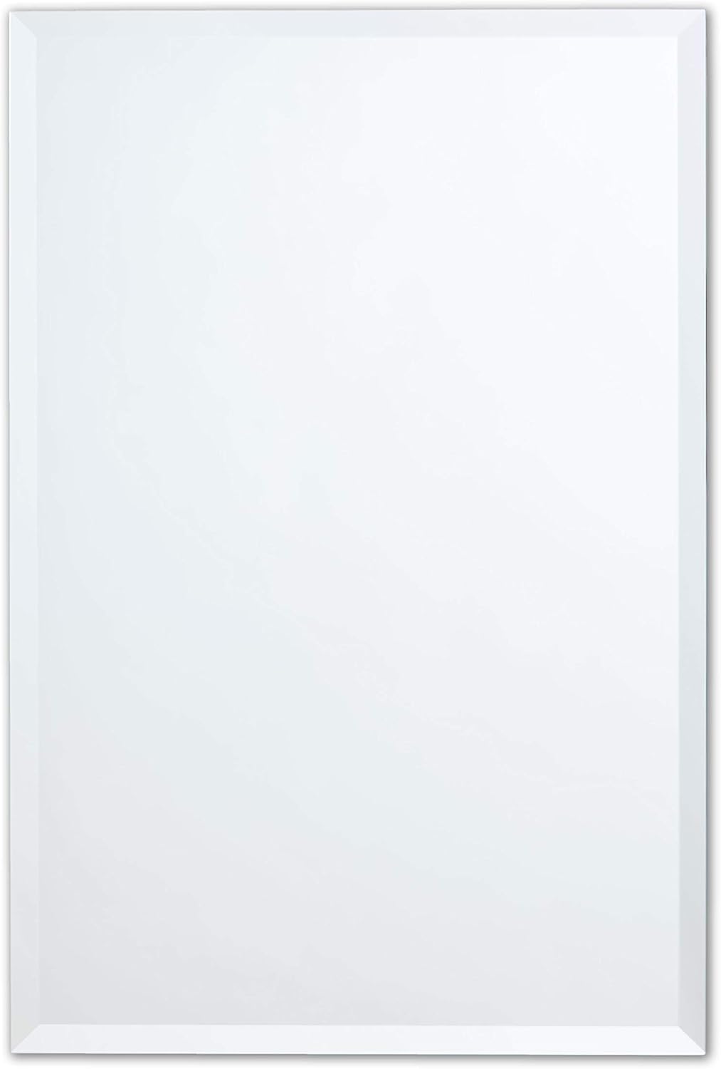 Frameless Rectangle Bathroom Mirror with Beveled Edge Design