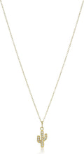 Crystal Motif Cactus Pendant Necklace 16in + 2in Extender - Sparkly