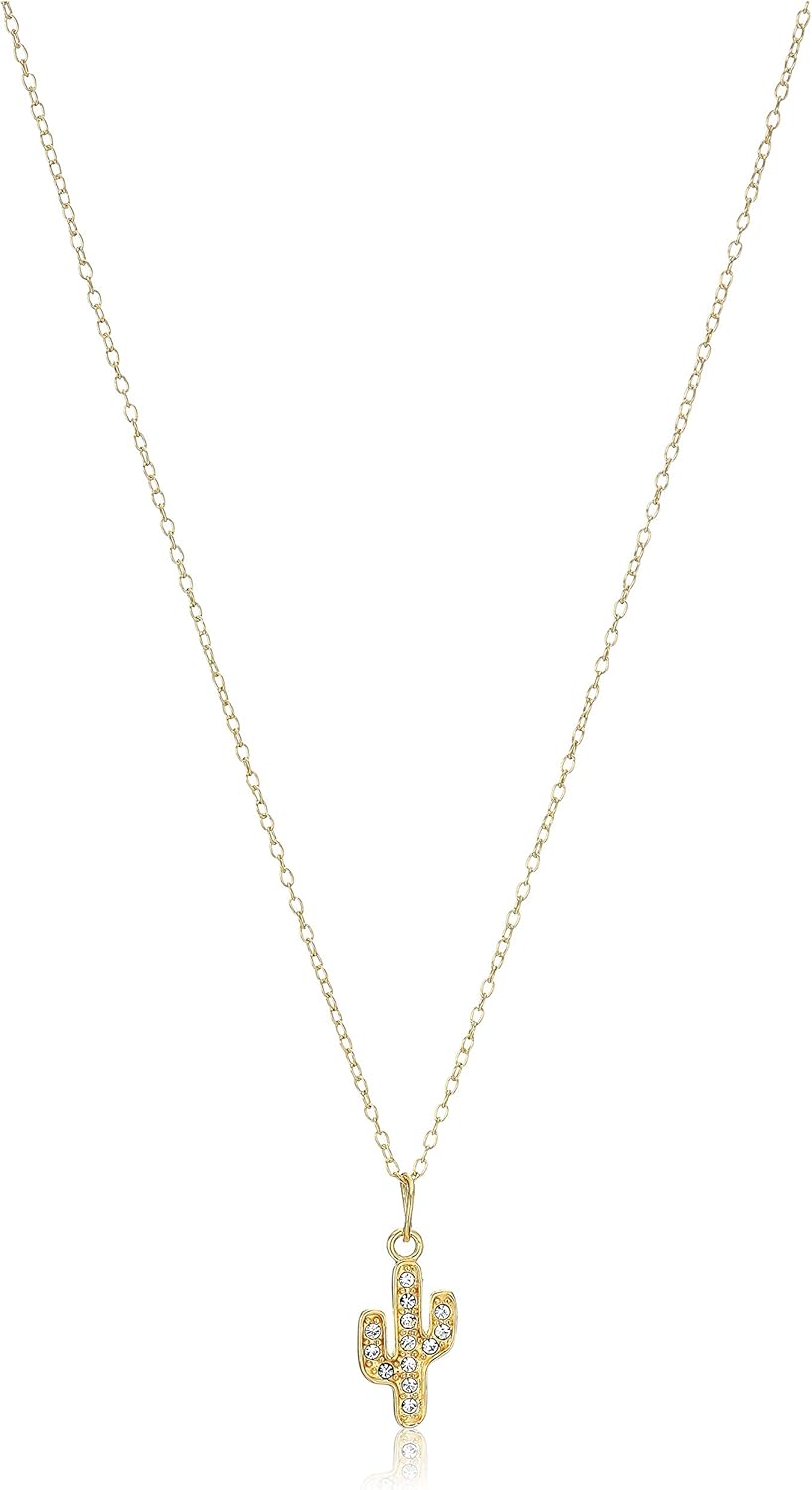 Sterling Silver Crystal Cactus Pendant Necklace for Unique Style