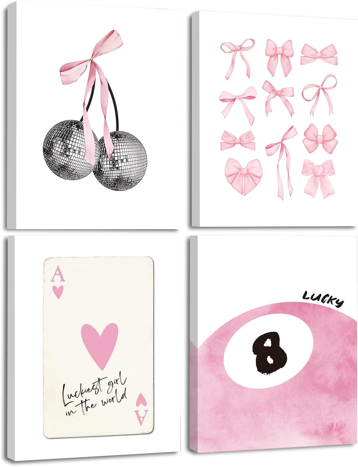 Trendy Pink Wall Art Set of 4 for Coquette Room Decor