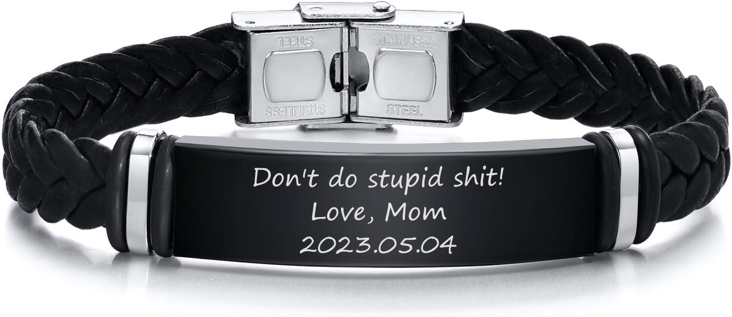 Custom Leather Cuff: Stylish Personalized Gift for Him